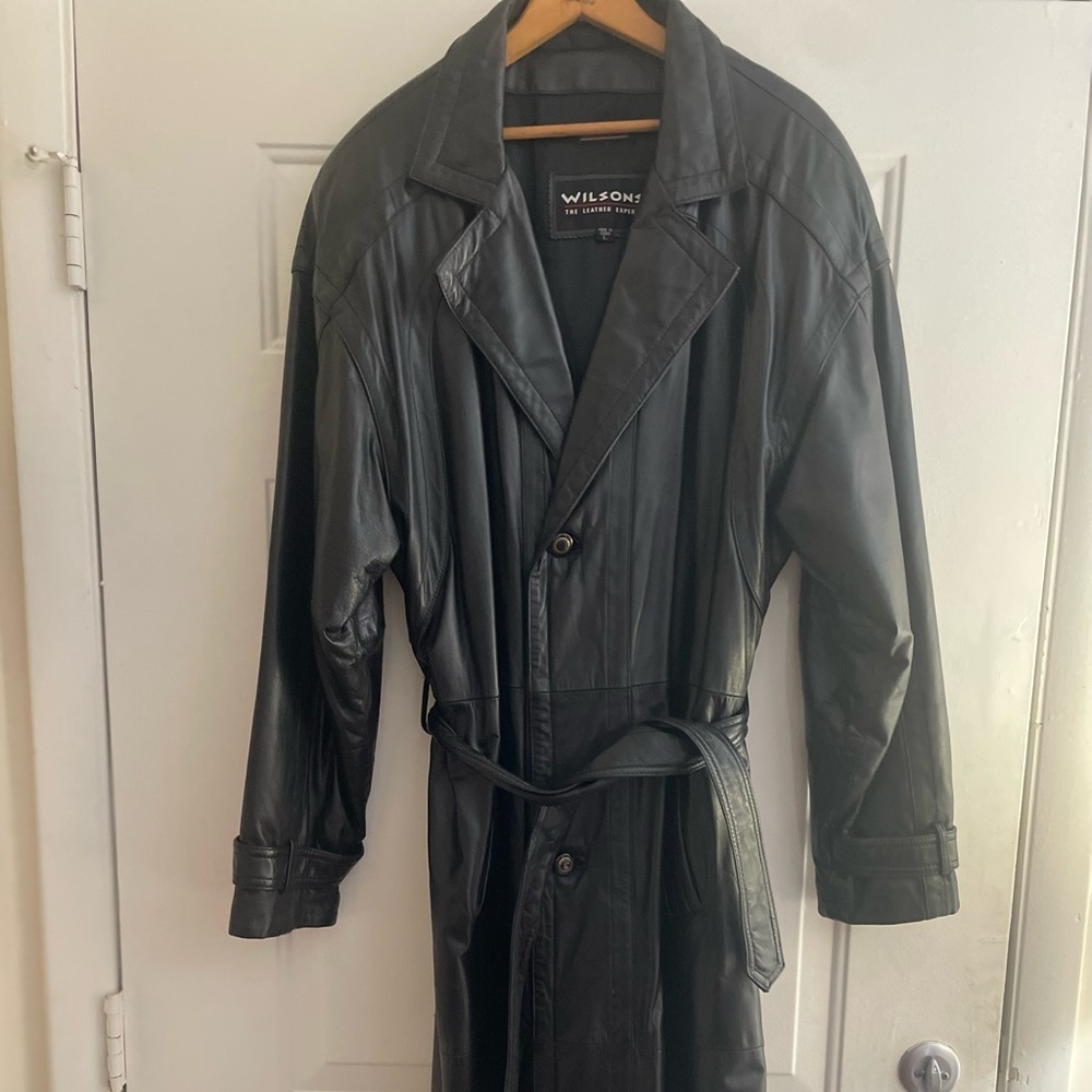 Wilsons Vintage Thinsulate  Authentic Leather Belted Extra Long Coat like New